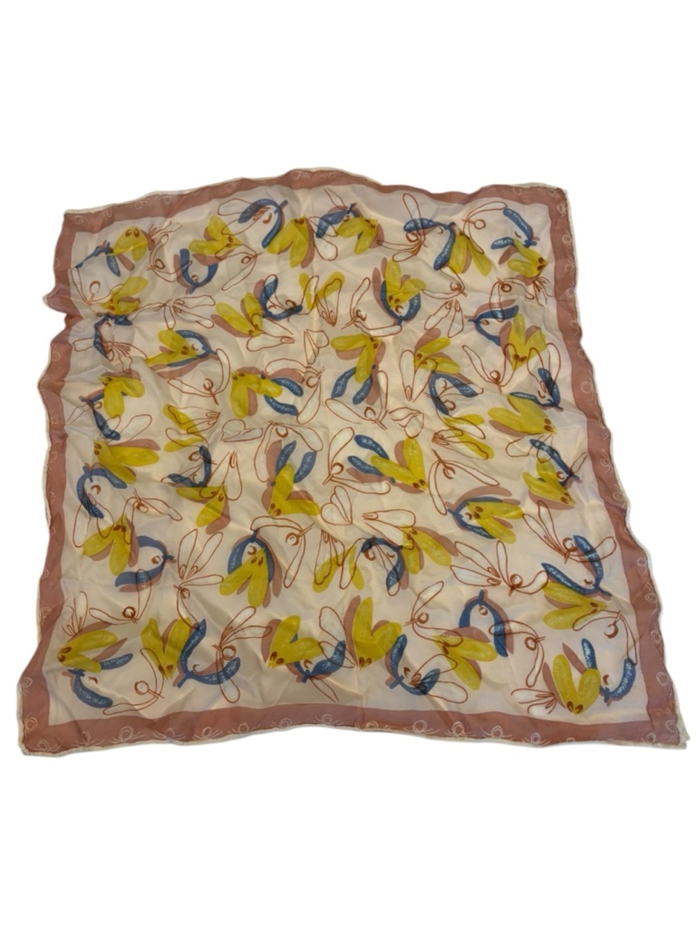 Vintage Square Scarf 16" Colorful Art Preppy Chic Boho Neutral‎